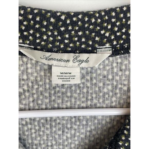 American Eagle Women's 90s Floral Button Down Mini Dress Sz M Y2K Ribbed Stretch - Picture 9 of 11